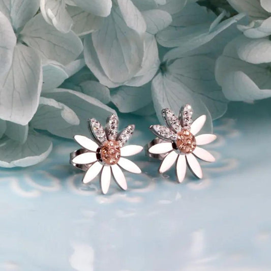 Sparkling Large Flower Hypoallergenic Stud Earrings