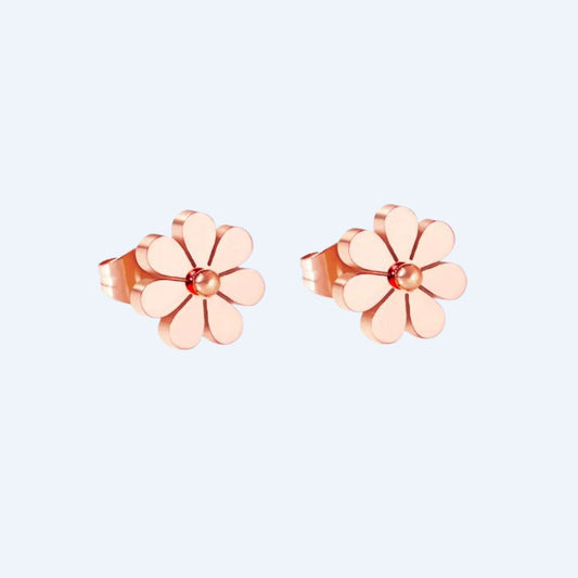 Rose Gold Flower Hypoallergenic Studs