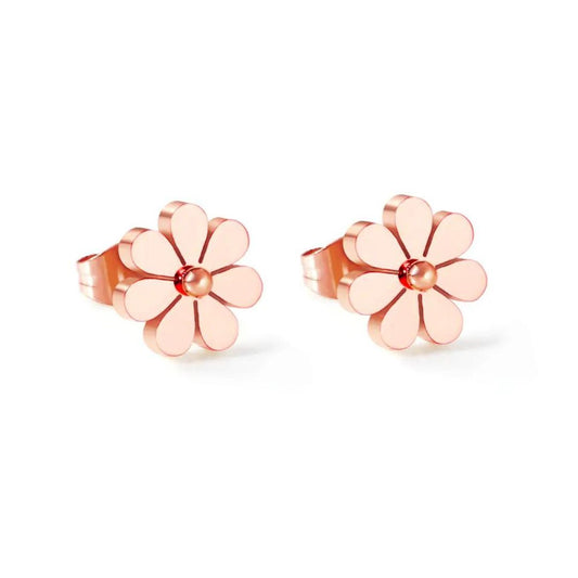 Rose Gold Flower Hypoallergenic Studs